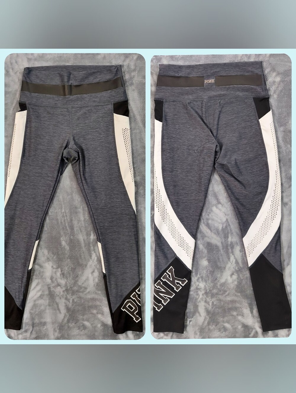 PINK Victoria's Secret Gray, White & Black Ultimate Leggings, Sz L